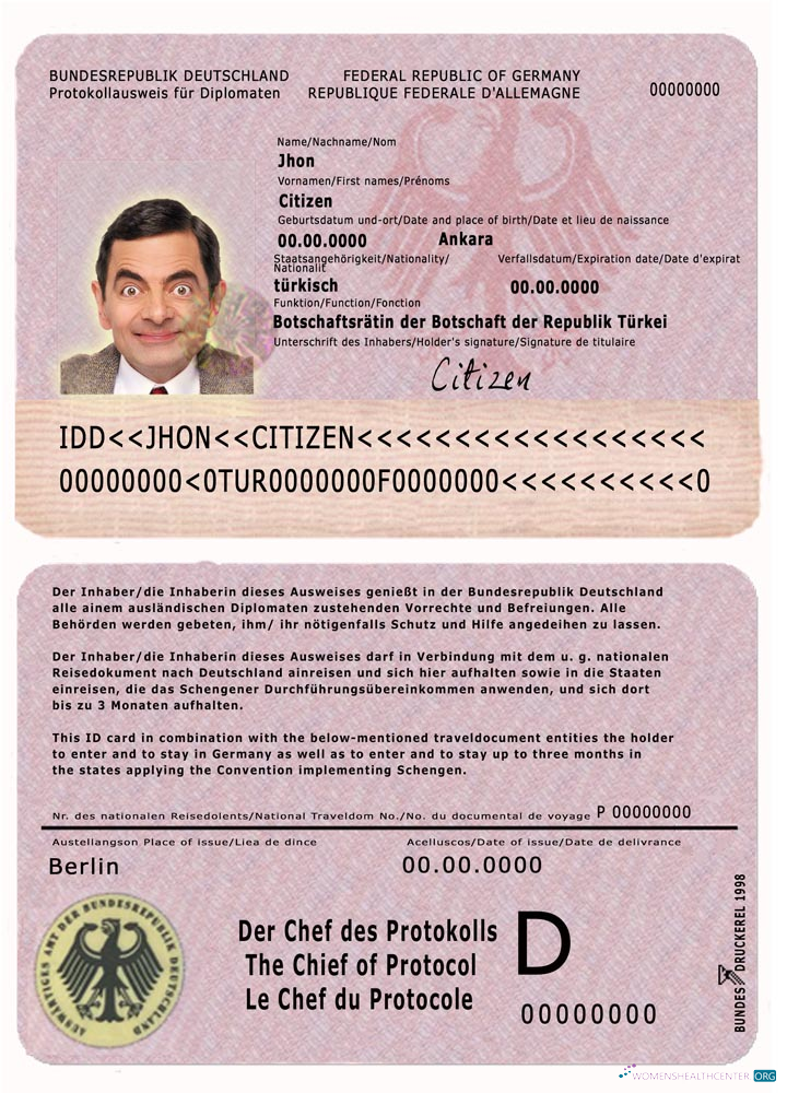 Download Germany protokollausweis für diplomaten Photoshop template